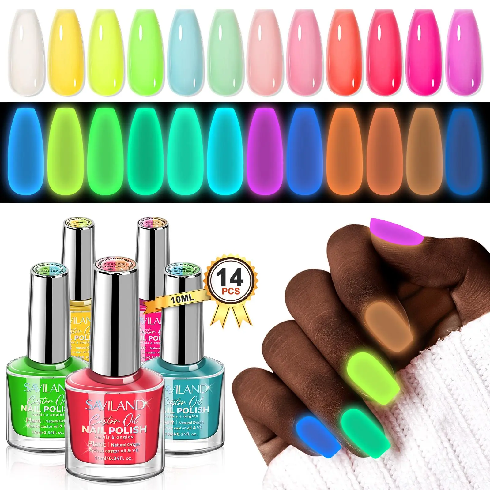 12 Colors Glows in the Dark Nail Polish Set