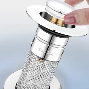2 pack copper core, kitchen and bathroom sink plug trap, pop-up anti-closed removable stainless steel filter, removable for bathroom and kitchen sink plug replacement.