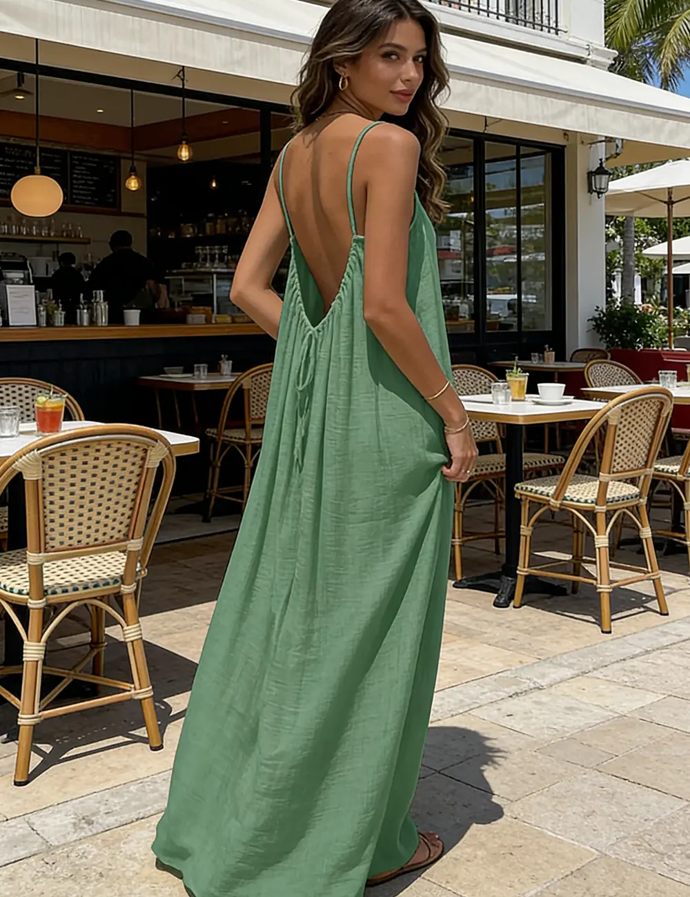 Spaghetti Strap Dresses for Women, Cami Lounge Dress Backless, Backless  Sleeveless House Dress Long Sundress with Back Tie, Casual Sleeveless Dress  for Summer - TikTok Shop