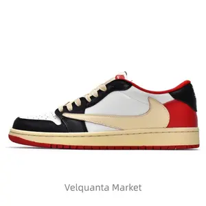 Night red chain wrap anti-slip low-top sneakers for both men and women, black, white and red