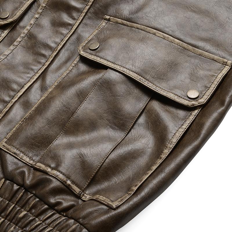 Motorcycle Riding Retro Leather Jacket Men's Spring & Autumn Fashion Streetwear Outdoor Windproof Waterproof coat