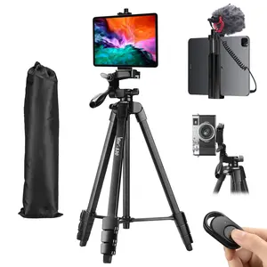 73-Inch Adjustable iPad Tripod for iPad Pro & iPhone with Bluetooth Remote, Cold Shoe, and Non-Slip Pads for Travel, Photography, and Vlogging