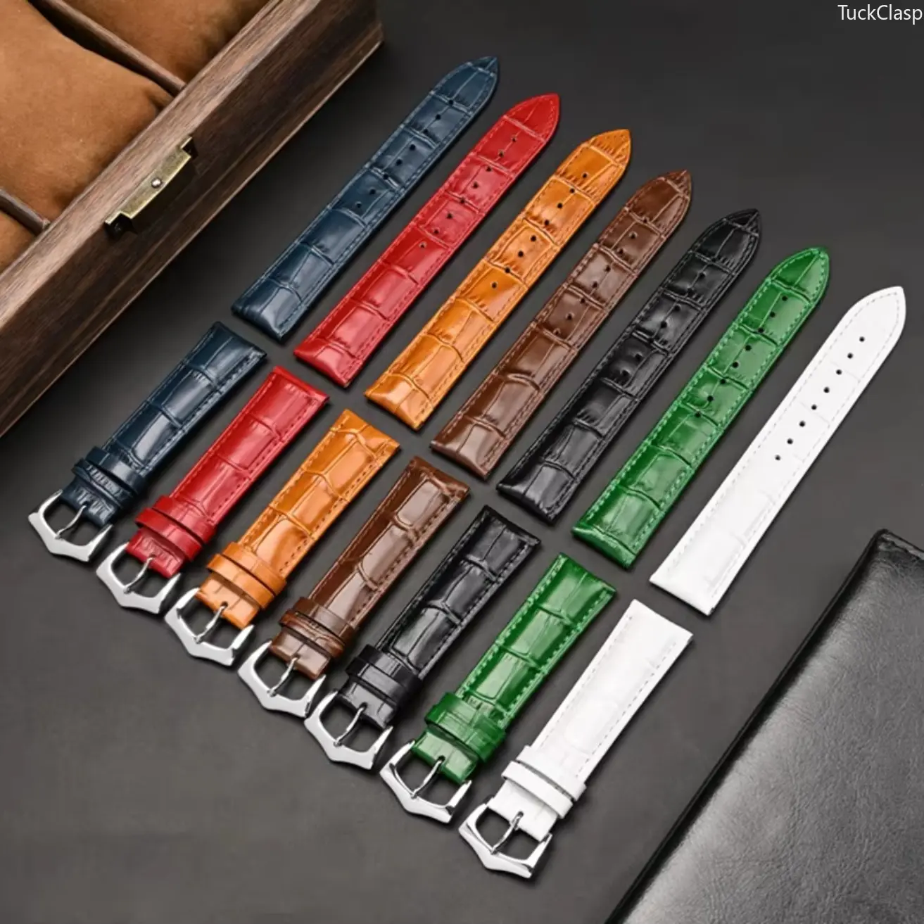 Bamboo-Texture Leather Watch Band（Spring bars not included.） – Fits 10mm, 16mm, 18mm, 20mm, 22mm Lugs, Soft & Stylish for Spring & Summer Rotation