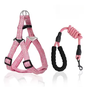 Histotree Dog Leash Harness Collar Set, Adjustable For Small Medium Dog Cat Puppy Walking, Heavy Duty Control Reflevtive Threads Padded Handle front lead harness reflective dog dog training