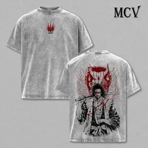 Kenpachi Zaraki Vintage Washed Graphic Tee Oversized Cotton T-Shirt | Men's Gym Pump Cover Bleach Soul Reaper Anime Streetwear Y2K Top