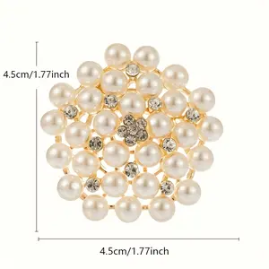 4pcs - High end elegant imitation pearl flower ring brooch, wedding bride holding flower accessories, banquet dress brooch