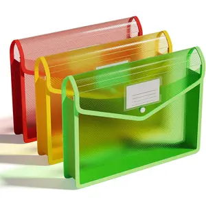 Plastic Expanding File Folder, Transparent envelopes with Snap Closure,No Dividers,Large Capacity,Document Organizer for Receipts, Bills&Taxes,Letter/A4 Size for School/Office/Home-3 Pack