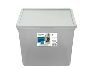 Your Zone Large Tinted Clear Plastic Stacking Storage Bin with Lid Grey for Kids and Teens Holds Toys and More 28x22x22cm