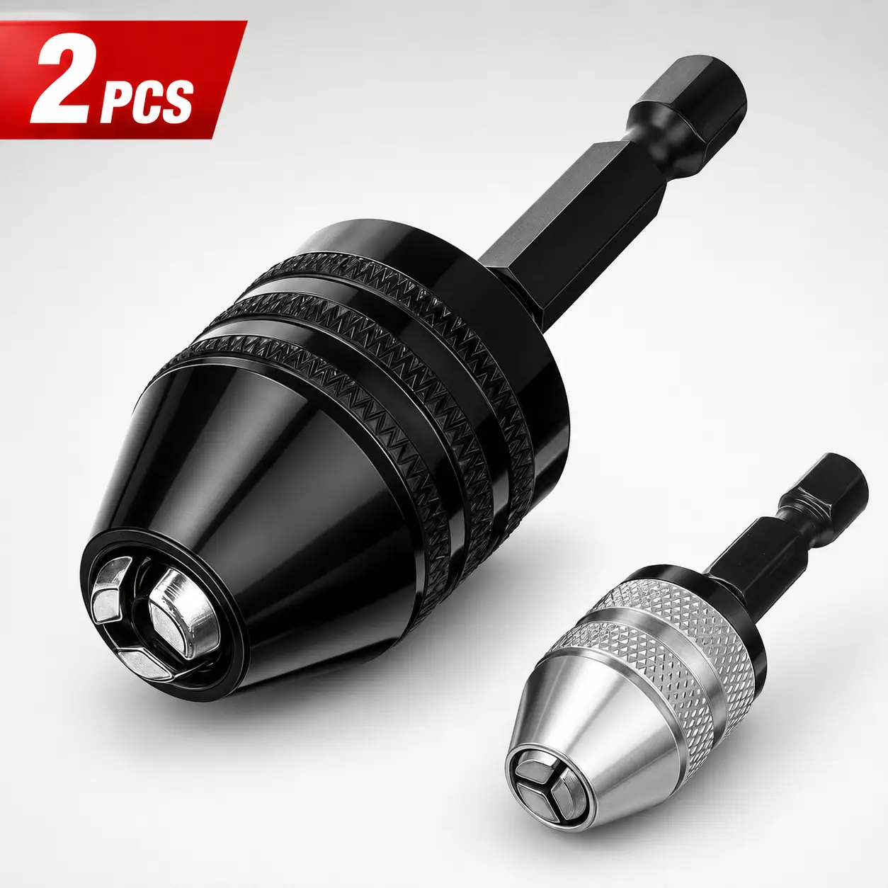 Keyless Drill Chuck Adapter Set, Turn Your Impact Driver Into a Drill, Quick-Change Power Tool Converter for DIY & Home Projects | 2PCS