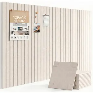 Felt Bulletin Board 48" x 36", Cork Boards for Walls, 12 Pack Bulletin Board Large Cork Board for Office, Felt Boards with 70 Safe Removable Adhesive Tabs, Pin Board for (Light Beige)
