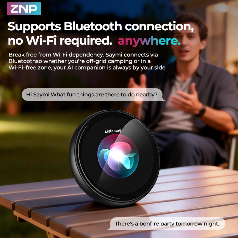 ZNP AI-Badge for Conversational Chat EmotionalCompanionship & Portability Ideal for Social Interaction and Travel Gadget with 60 Languages Instant Translation