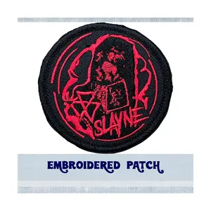 Slayne, Machine Embroidery Patch, Custom Patch, Sew On, Iron On, Hook and Loop Backing