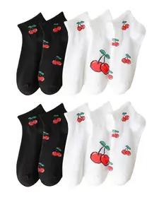 Women's Cute Simple Fruit Cherry Short Low Top Socks, 5/10 Pairs, Comfortable and Stylish, Perfect for Daily Wear