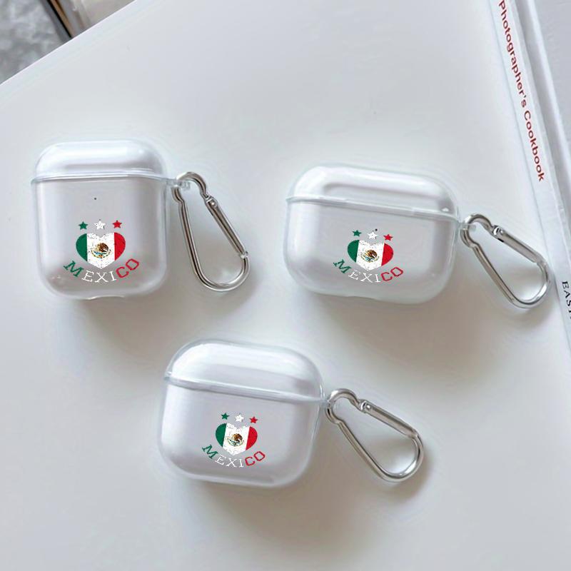 Cool Mexican Heart Symbol Pattern TPU Soft Protective Case for Apple AirPods 4/3/2/1/Pro/Pro2 Transparent Earphone Cover with Keychain Attachment Cool Mexican Heart Symbol Pattern TPU Soft Protective Case for Apple AirPods 4/3/2/1/Pro/Pro2 Transparent Earphone Cover with Keychain Attachment