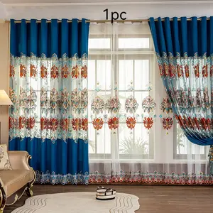 1 Panel Luxury Living Room Curtain Embroidery, Patchwork Embroidery, Water-Soluble Embroidery at the Bottom Edge, Craft, Embroidery Technique, Living Room Curtains, Dining Room Curtains, Bedroom Curtains