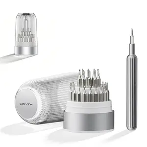 VMYTH 31 in 1 Precision Screwdriver Set MS2, S2 Steel Magnetic Bits Mini Tool Kit with Transparent Case, Professional Repair Set for iPhone, Laptop, PC, Watch, Glasses & Electronics (Silver)