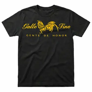 Gallo Fino T-Shirt for Men, Rooster Graphic Tee, Latin Style Chicken Shirt, Black Statement Casual T-Shirt, Gente de Honor Graphic Tee, Rooster Lover Gift, Mexican Style Shirt, Bold Yellow Print Streetwear Top, Farm Animal Apparel