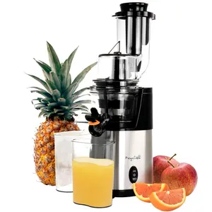 212 MAIN MegaChef Pro Stainless Steel Slow Juicer - Countertop Fruit Vegetable Juicer, Easy Assembly, Dishwasher-Safe Household Kitchen Appliance