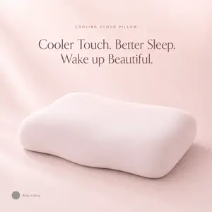 GEECO Cooling Cloud Pillow with Cooling Pillowcase, Beauty Sleep Memory Foam Pillow, Dual-Height 5.5/5.1 in Neck Support Pillow for Side Back & Stomach Sleepers