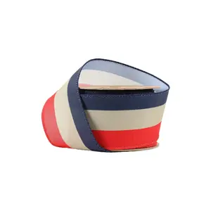 2 1/2" Wired Ribbon | Red/Natural/Blue Bunting Stripe | 10 Yard Roll