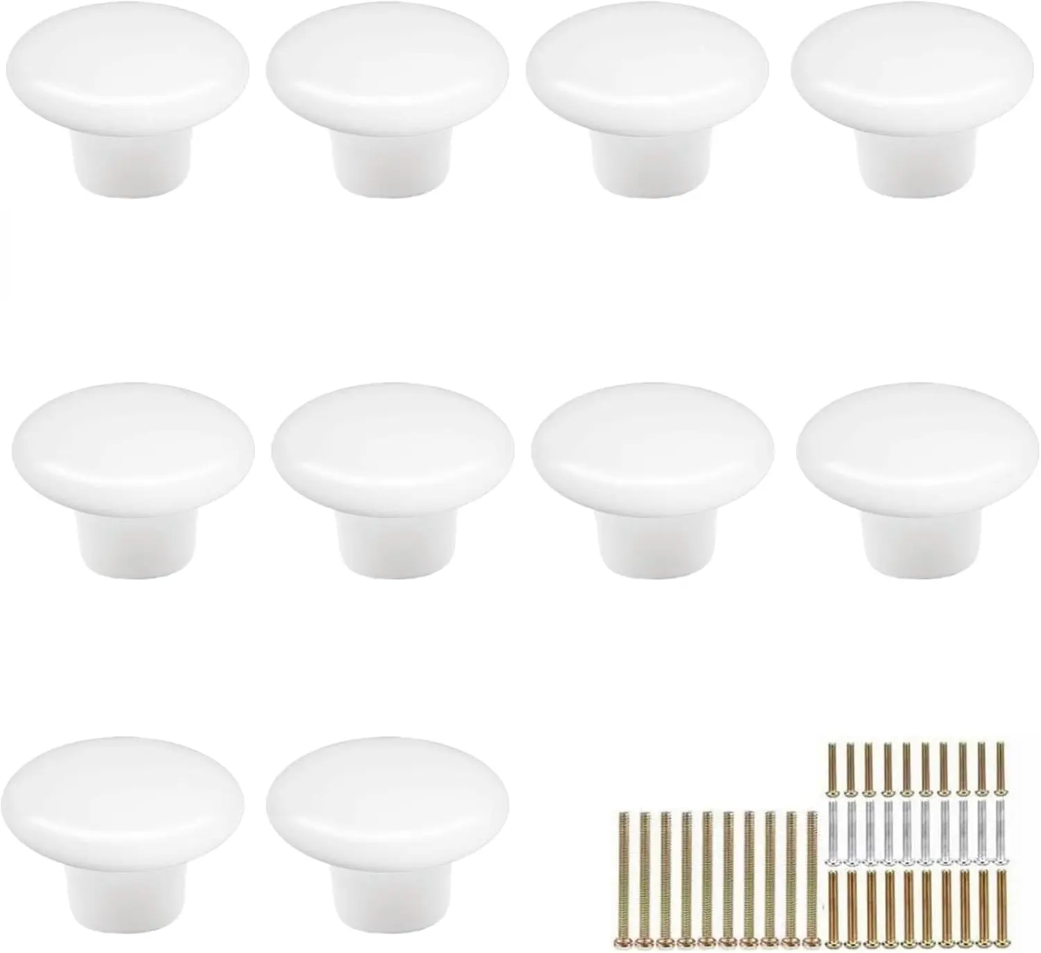 10 Pack White Ceramic Cabinet Knobs Vinta Round Drawer Cupboard Dresr Wardrobe Clot Door Knobs Pull Handles Kitchen Cabinet Knobs with Long Short Screws