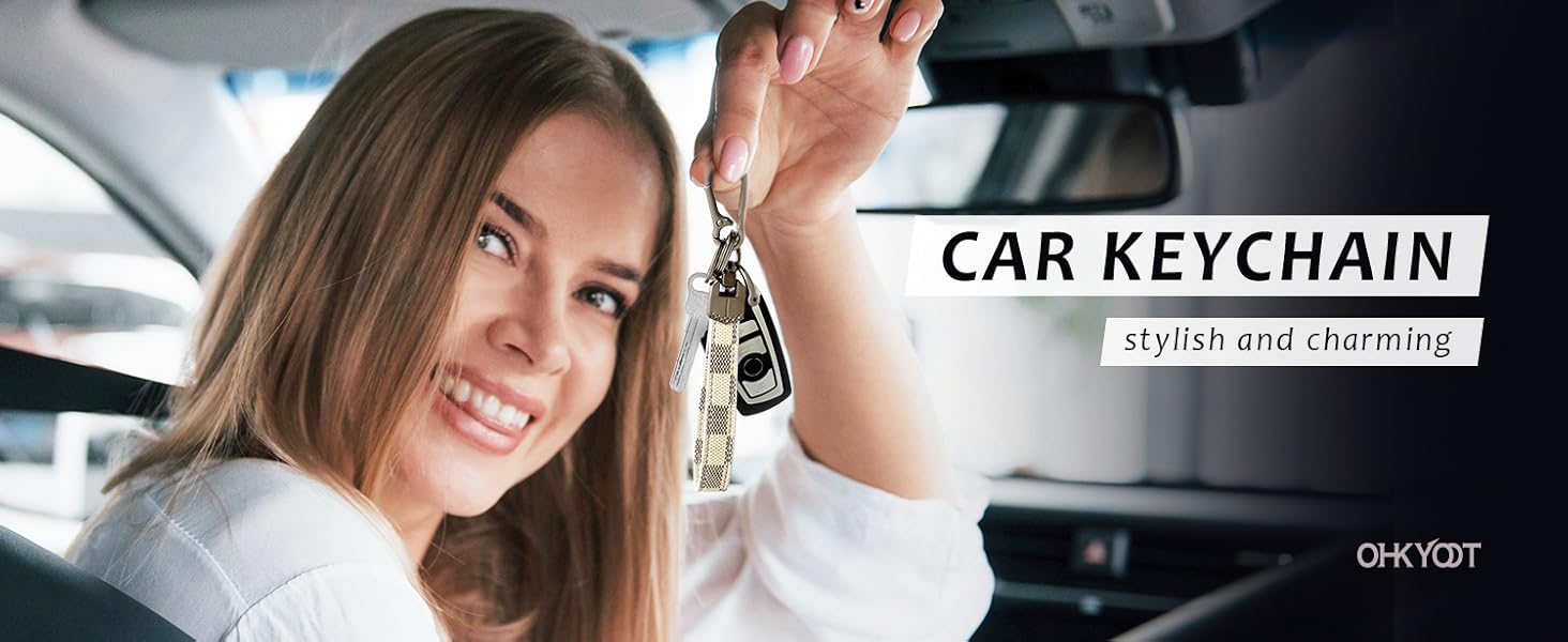 Leather Car Keychain,Carabiner Clip Key Fob Keychain for Home Car Keys Women Men