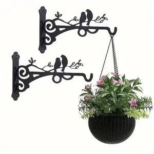 Metal Plant Bracket with Bird Silhouette, Wall-mounted Hook for Hanging Baskets, Lanterns, and Bird Feeders, Indoor/Outdoor Garden Decor, Garden Accessories
