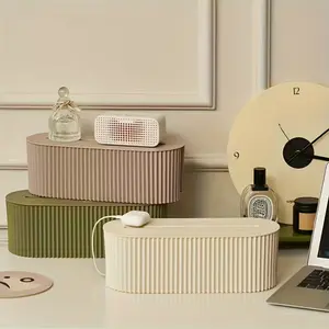 Multi-scenario with lid cable tray - Heavy-duty cable management system, scratch-resistant desktop and TV cable storage box, suitable for power sockets, chargers, smartphones, and tablets. Space-saving design (2-piece set)