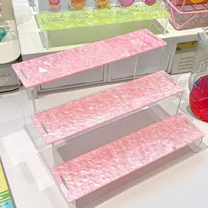 3-Layer Acrylic Display Stand, Water Ripple Colorful Holder, Office Decor, Handmade Crafts, Collectibles, Perfume, Cosmetics, Tabletop Show