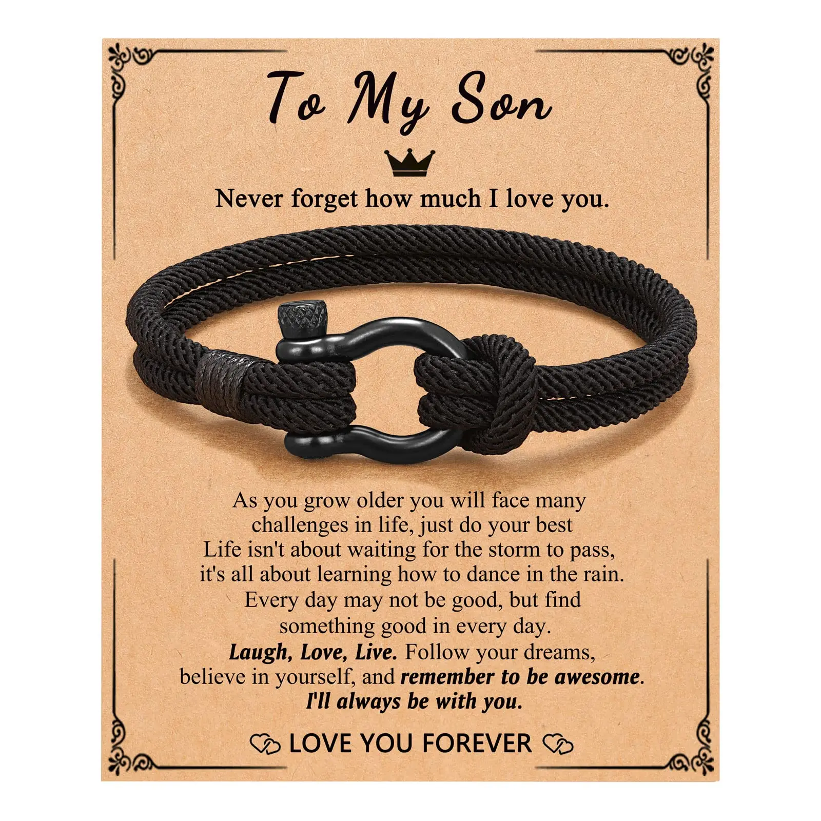 Braided Bracelet, "To My Boys" Teen Boy Gift for Son - Birthday, Graduation Jewelry Accessory (Artificial Gemstone Design), Braided Bracelets