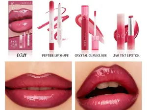 OLIBOLLA 3 Color Matte Liner & Glossy Lacquer Lip Set – Highly Pigmented, Waterproof, Non-Drying, Easy Application, Travel Essential Lip Kit for Perfect Lips - Lipstick, Lipgloss