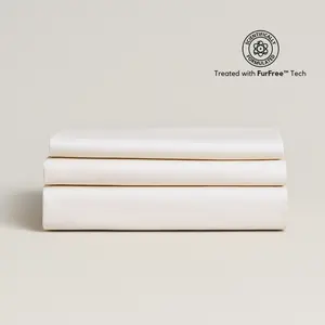 Plufl FurFree Sheet Set - Anti Pet Hair Bedding Set | Repels Dog Cat Fur | Cooling Eucalyptus | Antibacterial | Queen King Twin Full | Never Sleep with Pet Hair Again | Plufl Exclusive Technology