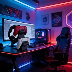 Controller Stand & Earphone Holder, Durable Plastic Game Controller Organizer, Minimalist Design, High-Quality Gaming Accessories