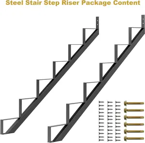 2 Pack Metal Stair Riser,1 Step Stair Stringer for Deck Height 11.8 in,Steel Stair Step Riser for Outdoor Steps and Outside Stairs