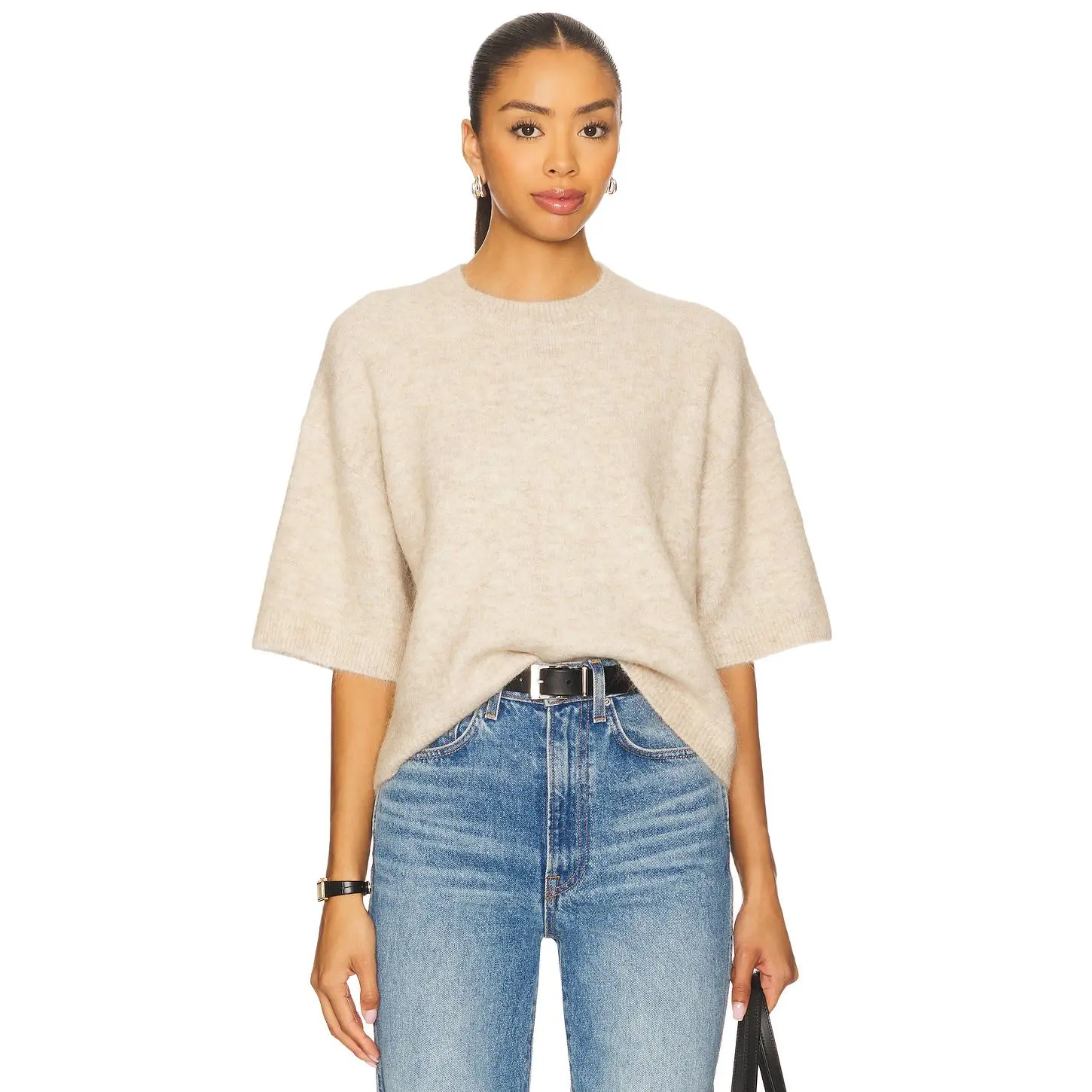 PISTOLA Shiloh Boxy Crewneck Sweater in Oatmeal