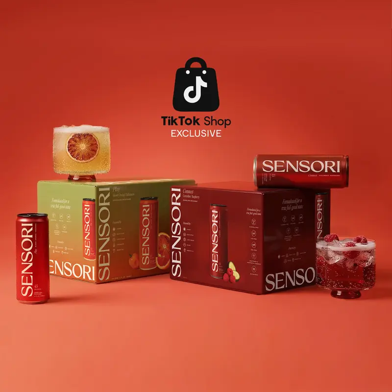 Sensori 8-Pack Variety Pack (Connect: Raspberry Cucumber + Play: Blood Orange Habanero) — Non-Alcoholic Functional Mocktail | TikTok Shop Exclusive