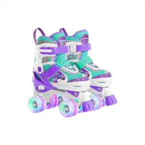 PAPAISON Adjustable Roller Skates for Girls Illuminating Wheels, Kids Toddler Rollerskates Ages 4-6 5-8 8-12 Colorful Design Fun