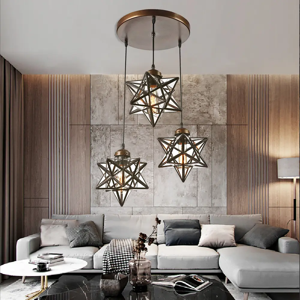 Hanging Stars Chandelier LED Ceiling Pendant Lamp 3-Light Star Glass Lighting Home Decor pretty  lights Living Room Design, Interior Lights, Adjustable Lighting