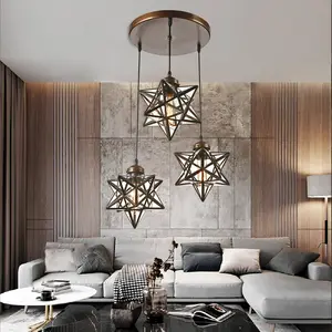 Hanging Stars Chandelier LED Ceiling Pendant Lamp 3-Light Star Glass Lighting Home Decor pretty  lights Living Room Design