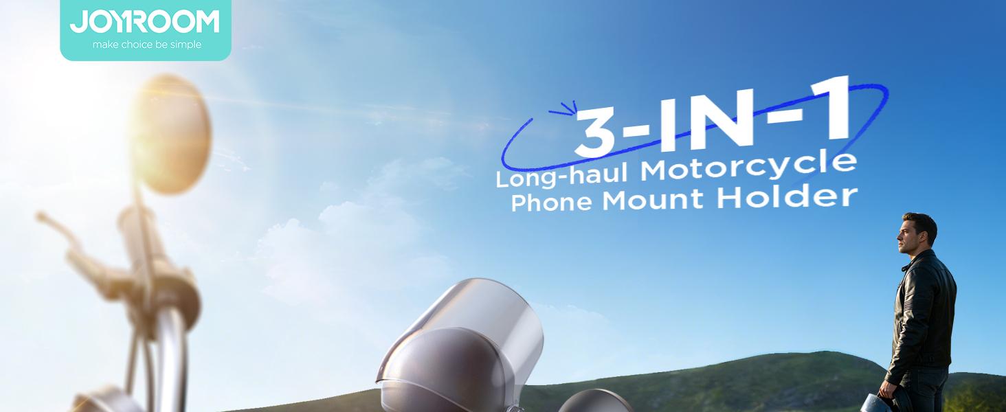 JOYROOM Motorcycle Phone Mount Holder, [NO.1 Sunshade& Rainproof] Phone Holder for Motorcycle ATV Scooter, [1s Quick Lock] Handlebar Phone Mount for iPhone 17 16 15 Pro Max S25, More 5.4-7" Phones