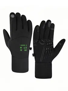 1pc with  Design I Made Every Hole ed Text  winter gloves running gloves Touch Screen Soft Touch Cold Weather for Men Women Fashion Christmas gifts Comfortable Premium Quality