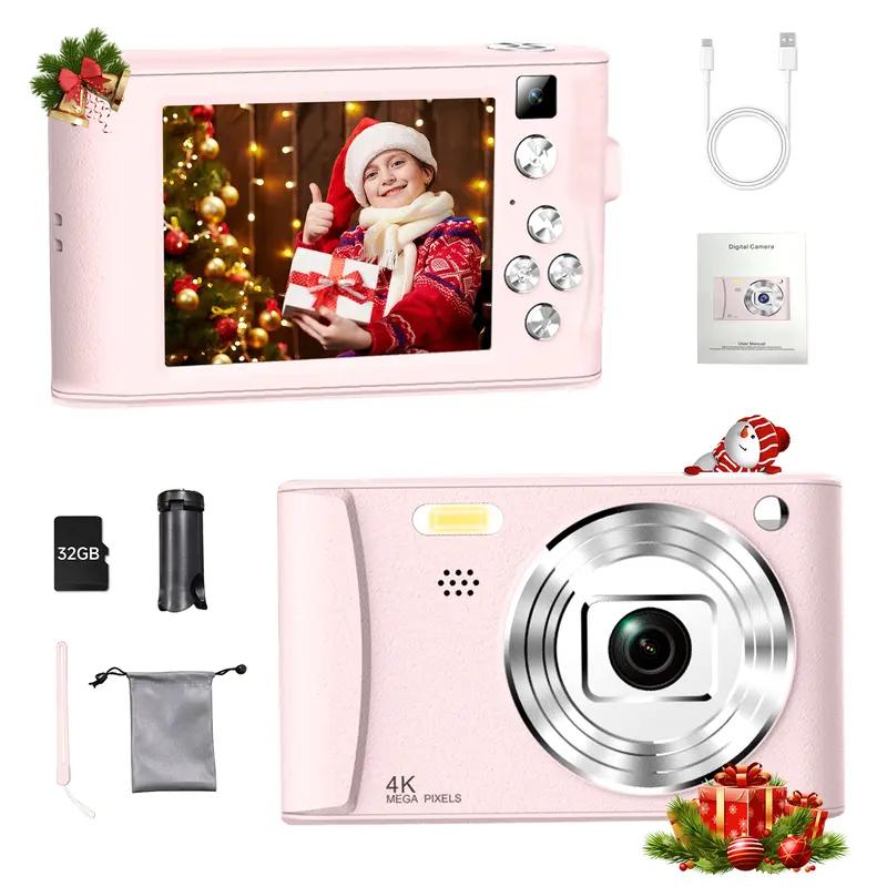 HD digital camera, 3.0 inch LCD screen rechargeable camera, 1080P, with 64G card, 800mAh, support selfie mode, take photos, record videos, portable camera for beginners, Thanksgiving, Christmas and New Year gifts Durable Man Pink,camera cheap