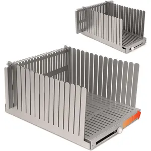 Stainless steel Bread Slicer for Homemade Bread, Bread Loaf Slicer,Bread Slicing Guide,Adjustable Width, Foldable Compact,for Bagels,Cakes,fruits,thickness 0.5",width Size: 5.5"-8.3" (Silver)