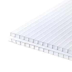 Aoodor 6Pcs 24'' (W) x 48'' (L) x 0.4'' Polycarbonate Greenhouse Panels,  Waterproof UV Protected Reinforced Sheets, Outdoor Garden and Greenhouse Covering, Multi-wall Clear Sheets