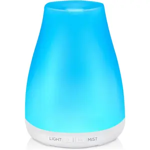 Essential Oil Diffuser, Premium 5-in-1 Diffusers for Home Scent Aromatherapy Diffuser Air Desk Humidifier for Bedroom Large Room Office 7 Color LED 2 Mist Mode Waterless Auto Off, Basic White