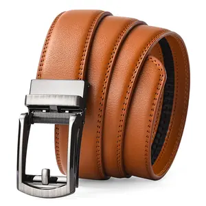Mens fashionable Genuine Leather Belts Automatic Belt Buckle Leather Waist Belt