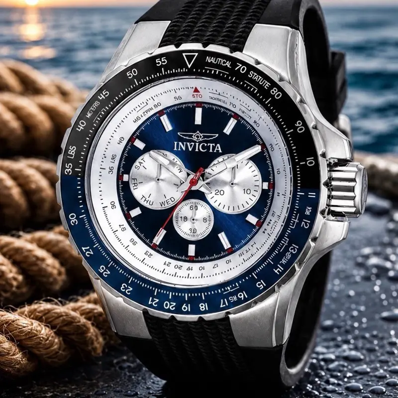 Invicta Aviator 32916 50mm Silver Stainless Steel Case with Black Silicone Strap