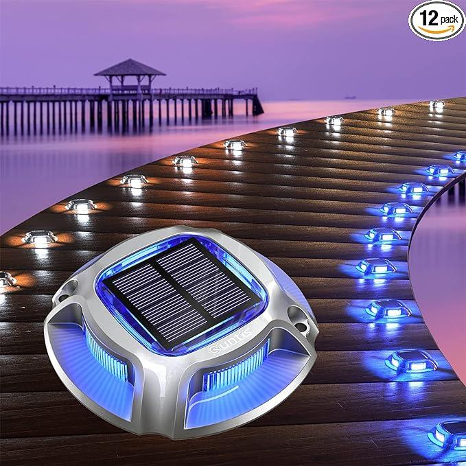 Quntis 12 Pack Solar Deck led light, Driveway Dock garden Stair Pathway Sidewalk Swimming Pool Lighting outdoor solar powered High Pressure Patio