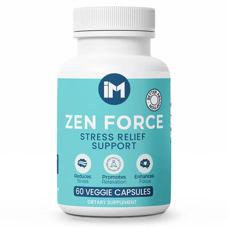 IM Zen Force | Calm, Relaxation & Focus Support | Organic Ashwagandha & Black Pepper Extract | 60 Veggie Capsules | Natural Daily Wellness Supplement