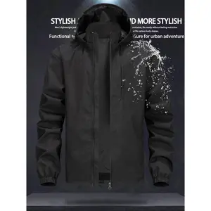 Men's Invisible Detail Hooded Jacket, All-Season Waterproof Lightweight, Hidden Pockets, Dual Zip Design, Urban Casual Business Commute